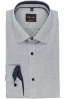 Venti Heren Overhemd Blauw Dobby Kent Body Fit - thumbnail