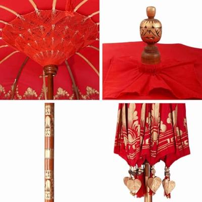 Balinese Parasol Rood (210-220) x 260 cm Katoen en massief hout