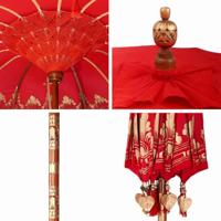 Balinese Parasol Rood (210-220) x 260 cm Katoen en massief hout - thumbnail