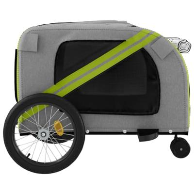 Hondenfietstrailer oxford stof en ijzer groen en grijs - thumbnail