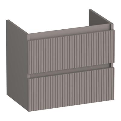 Brauer Joy Wavy - Onderkast Ondiep - 60 cm - met 2 Softclose Lades Greeploos en 1 Sifon Uitsparing - Mat Taupe