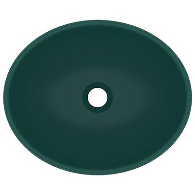 Wastafel ovaal 40x33 cm keramiek mat donkergroen Wastafel ovaal 40x33 cm keramiek mat donkergroen