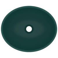 Wastafel ovaal 40x33 cm keramiek mat donkergroen - thumbnail