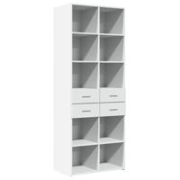 Hoge kast 70x42,5x185 cm bewerkt hout wit - thumbnail