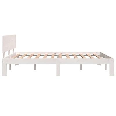 Bedframe massief hout wit 150x200 cm
