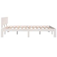 Bedframe massief hout wit 150x200 cm 5FT King Size - thumbnail