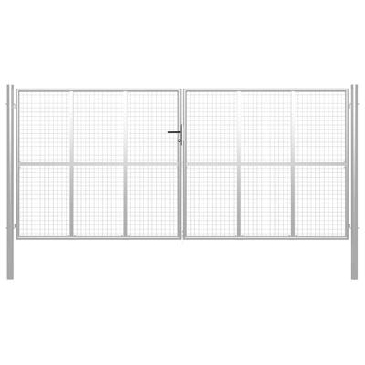 Tuinpoort gegalvaniseerd staal 400x175 cm zilver