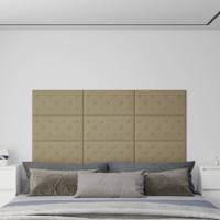VidaXL Wandpanelen 12 st 2,16 m² 60 x 30 cm kunstleer cappuccinokleur - thumbnail