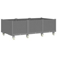 Plantenbak met wielen 150x80x54 cm polypropeen lichtgrijs - thumbnail