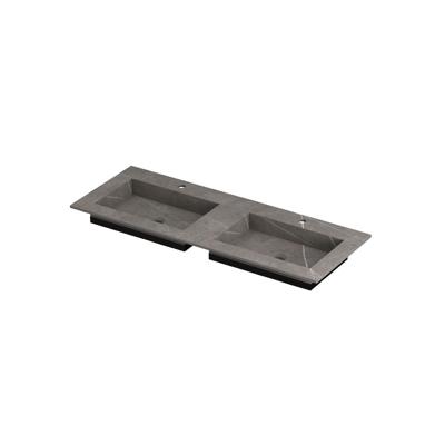 INK Post Wastafel Keramische Slab Envelop Bak Dubbel 2 Kraangaten - 1200x450x10 mm - Armani Grey Mat