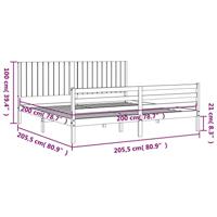 Bedframe met hoofdbord massief hout 200x200 cm - thumbnail