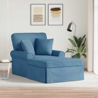 Chaise Lounge met Rok Blauw 91 x 157 x 91 cm Geribbelde Stof - thumbnail