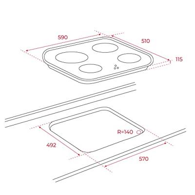Gaskookplaat Teka 10205083 60 cm 59 cm 7500 W