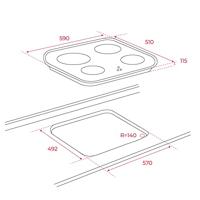 Gaskookplaat Teka 10205083 60 cm 59 cm 7500 W - thumbnail