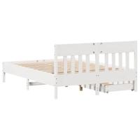 Bedframe zonder matras massief grenenhout wit 150x200 cm - thumbnail