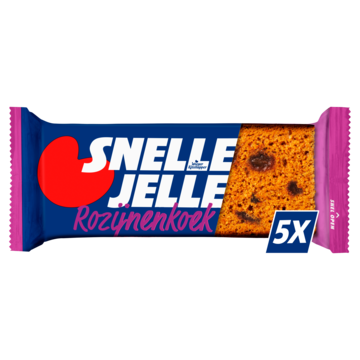 Snelle Jelle (Te) Krachtige Rozijnenkoek 5 Stuks 325 g bij Jumbo Snelle Jelle (Te) Krachtige Rozijnenkoek 5 Stuks 325 g bij Jumbo