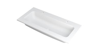 INK Wastafel Faktor polystone centraal met 2 kraangaten 100 cm x 45 cm x 1,5 cm Mat wit 3407212