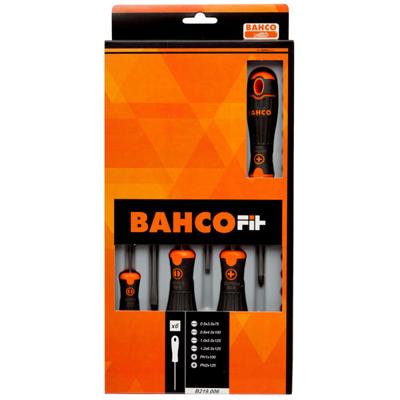 Bahco fit schroevendraaierset met rubber greep, gleuf, phillips - 6-delig - b219.006