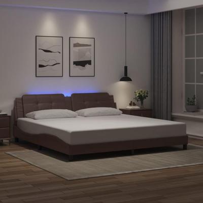 Bedframe met LED-verlichting kunstleer bruin 200x200 cm