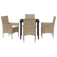 5-Delige Tuinset Met Kussens Beige Poly Rattan - thumbnail