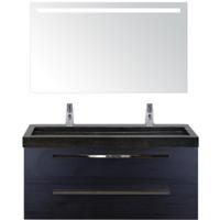 Seville Badmeubelset 120 cm - 2 Laden Black Oak - Wastafel Lucca Enkel met Sence Spiegel - thumbnail