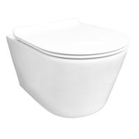 Rimless Wandcloset Wiesbaden Sity Met Toiletzitting Softclose En Quick Release Glans Wit - thumbnail