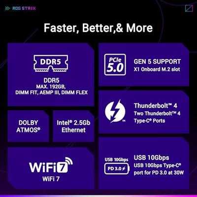 Asus ROG STRIX Z890-F GAMING WIFI Moederbord Socket Intel LGA 1851 Vormfactor ATX Moederbord chipset Intel® Z890 - thumbnail