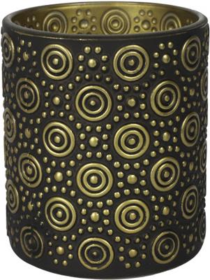 Theelichth rond Hailey M zwart/goud