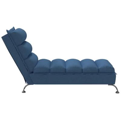 Chaise longue met kussens stof blauw