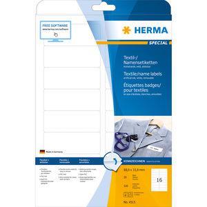 Herma 4515 Naametiketten 88.9 x 33.8 mm Acetaatzijde Wit 320 stuk(s) Weer verwijderbaar Laser (zwart/wit), Kopiëren (zwart/wit), Laser (kleur), Kopiëren (kleur)