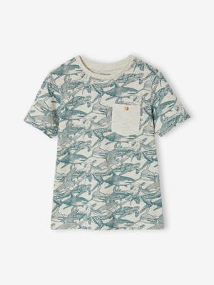 Jongensshirt met korte mouwen en grafisch ontwerp gemêleerd wit Jongensshirt met korte mouwen en grafisch ontwerp gemêleerd wit