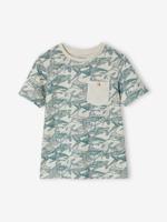 Jongensshirt met korte mouwen en grafisch ontwerp gemêleerd wit - thumbnail