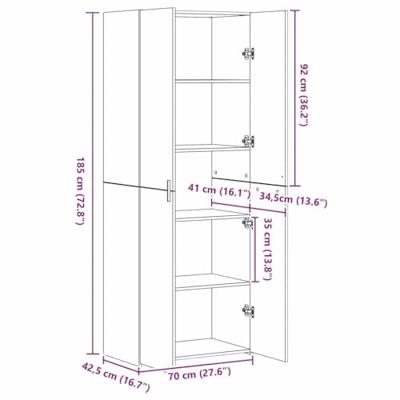 Hoge kast 2 pcs Oudhout 70 x 42,5 x 185 cm