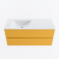 MONDIAZ VICA 110cm badmeubel onderkast Ocher 2 lades. Wastafel CLOUD links 1 kraangat, kleur Talc. - thumbnail