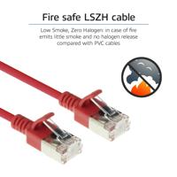 ACT Rode 0,25 meter LSZH U/FTP CAT6A datacenter slimline patchkabel snagless met RJ45 connectoren - thumbnail