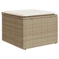 9-delige Loungeset met kussens poly rattan beige - thumbnail
