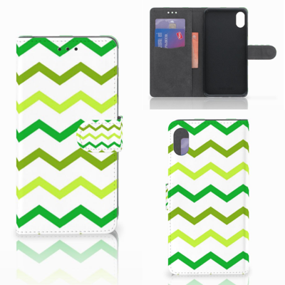 Apple iPhone Xs Max Telefoon Hoesje Zigzag Groen Apple iPhone Xs Max Telefoon Hoesje Zigzag Groen