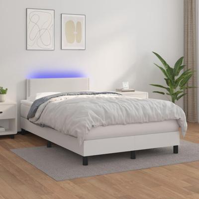 Boxspring met matras en LED kunstleer wit 120x200 cm