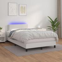 Boxspring met matras en LED kunstleer wit 120x200 cm - thumbnail