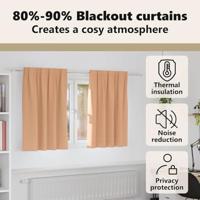 VidaXL Zwart-out gordijnen met ringen 2 pcs licht bruin 140 x 140 cm - thumbnail