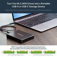 StarTech.com Dubbele sleuf schijfbehuizing voor M.2 NGFF SATA SSDs USB 3.1 (10Gbps) RAID - thumbnail