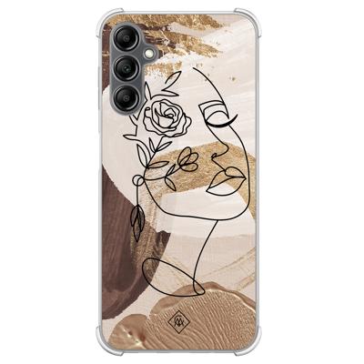 Samsung Galaxy A14 shockproof hoesje - Abstract gezicht bruin