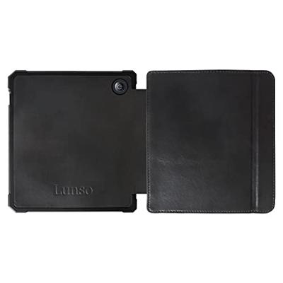 Lunso - Kobo Libra 2 hoes (7 inch) - Lederen sleep cover - Zwart Lunso - Kobo Libra 2 hoes (7 inch) - Lederen sleep cover - Zwart