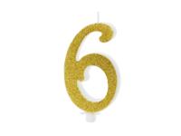 Taartkaarsje Cijfer 6 Goud - thumbnail
