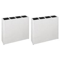 vidaXL Plantenbak verhoogd met 4 potten 2 st poly rattan wit - thumbnail