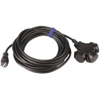 Rubber verlengsnoer 10M zwart 3-voudige contactdoos en zware rubberkabel H07RN-F 3 x 2,5mm - thumbnail