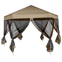 Partytent met wanden zeshoekig 3,6x3,1 m taupe 220 g/m - thumbnail