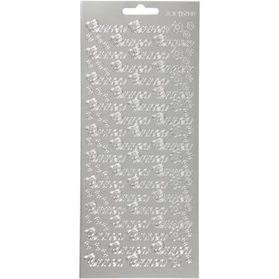 Creativ Company Stickers, onnea, vel 10x23 cm, zilver, 1 vel