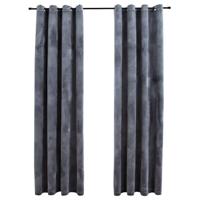 VidaXL Gordijn verduisterend ringen 2 st 140x175 cm fluweel antraciet - thumbnail