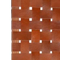 Klapstoel gekruiste strepen echt leer bruin - thumbnail